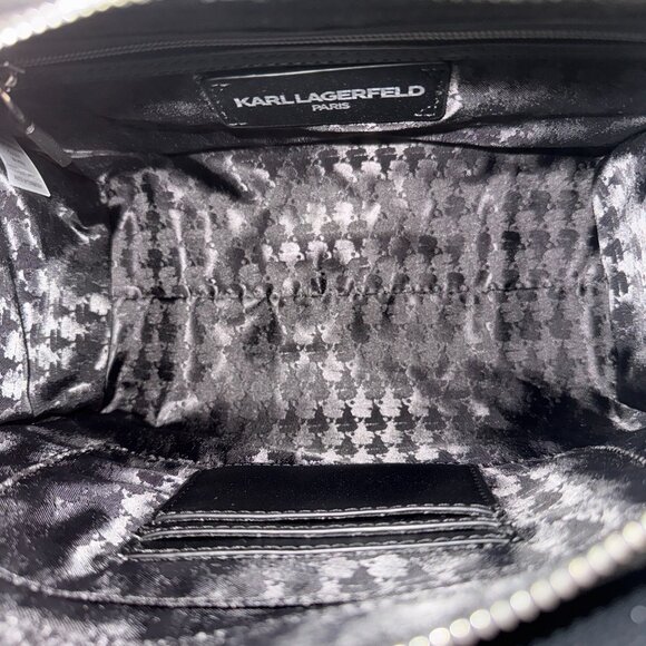 KARL LAGERFELD PARIS MAYBELLE SATCHEL CROSSBODY BAG PURSE AIRPOD CASE BLACK $198 - Picture 10 of 10